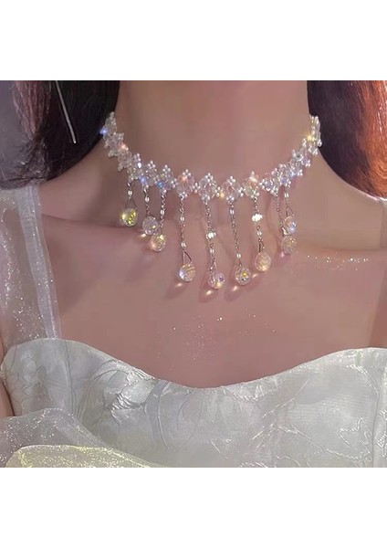 40CM Tarzı XL285 2023 Yeni Moda Trendi Benzersiz Tasarım Zarif Narin Zirkon Püskül Kolye Kadın Düğün Takı Parti Hediyeleri (Yurt Dışından) fiyatları