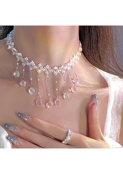 40CM Tarzı XL285 2023 Yeni Moda Trendi Benzersiz Tasarım Zarif Narin Zirkon Püskül Kolye Kadın Düğün Takı Parti Hediyeleri (Yurt Dışından) fırsatları