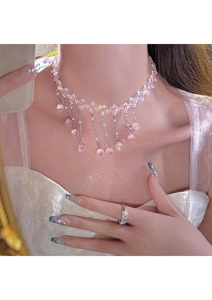 40CM Tarzı XL285 2023 Yeni Moda Trendi Benzersiz Tasarım Zarif Narin Zirkon Püskül Kolye Kadın Düğün Takı Parti Hediyeleri (Yurt Dışından) indirimleri