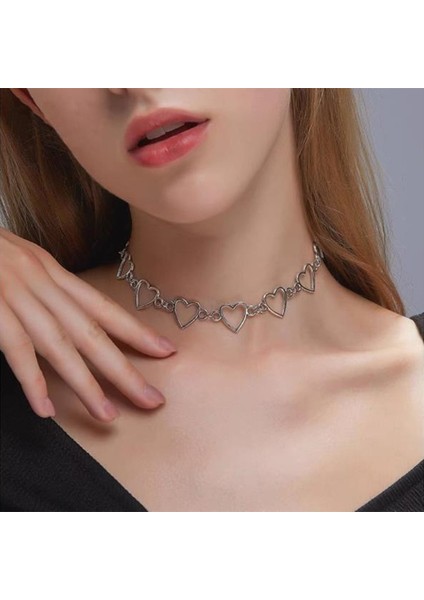 Altın Kpop Hollow Aşk Kalp Gerdanlık Tatlı Kolye Bildirimi Kız Arkadaşı Hediye Sevimli Bicolor Kore Kolye Takı Collier Femme 2022 (Yurt Dışından)
