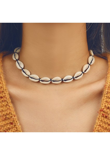 BB073 2021 Bohem Tarzı Kolye Kadın El Yapımı Siyah Kolye Doğal Kabuk Kolye Retro Moda Yaz Plaj Takı Takı (Yurt Dışından) modelleri