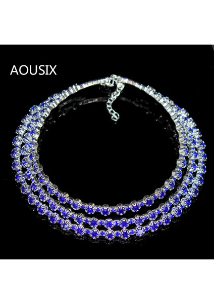 3sıra-Gümüş-Takım Elbise Rhinestone Gerdanlık Kolye Tork Yaka Kadın Bildirimi Basit Açık Yaka Kolye Bayanlar Parti Punk Kristal Kolye (Yurt Dışından) fiyatları
