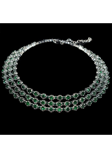 3sıra-Gümüş-Takım Elbise Rhinestone Gerdanlık Kolye Tork Yaka Kadın Bildirimi Basit Açık Yaka Kolye Bayanlar Parti Punk Kristal Kolye (Yurt Dışından) modelleri