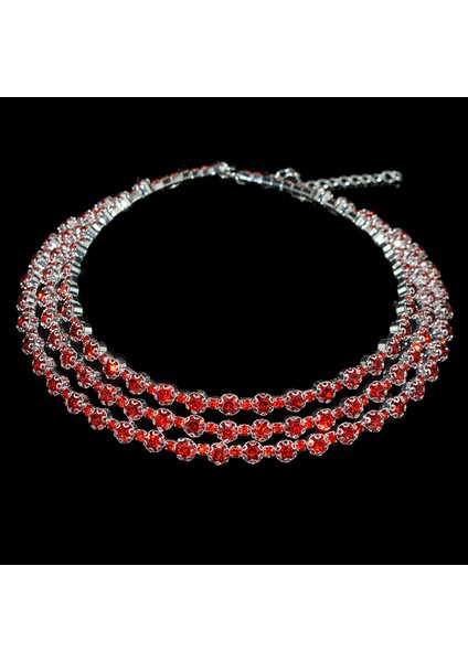 3sıra-Gümüş-Takım Elbise Rhinestone Gerdanlık Kolye Tork Yaka Kadın Bildirimi Basit Açık Yaka Kolye Bayanlar Parti Punk Kristal Kolye (Yurt Dışından) fırsatları