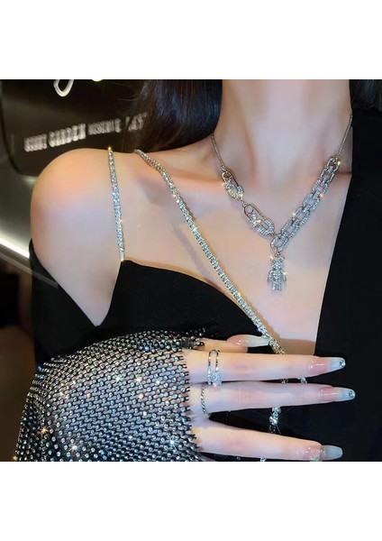 XL323 Vintage Çok Katmanlı Kristal Sevimli Ayı Kolye Kolye Kadınlar Için Gümüş Renk Punk Uzun Kolye Takı Parti Hediyeler Yeni 2022 (Yurt Dışından) modelleri