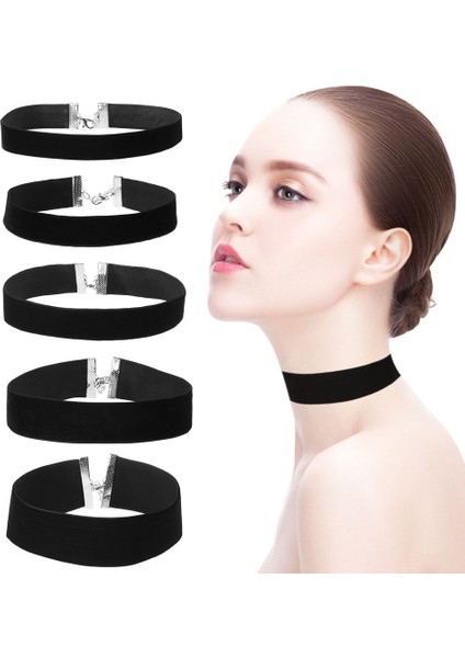 4cm Goth Siyah Kadife Gerdanlık Kolye Gotik Tarzı Halat Kadın Boyun Decoratioocker Takı Kız Kpop Için Boyunluk Üzerinde (Yurt Dışından)