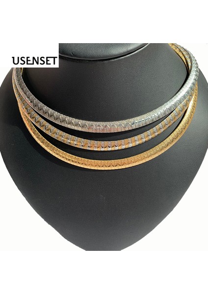 4MM45CM Tarzı Gümüş Usenset Kadın Gerdanlık Paslanmaz Çelik Takı Kolye Charm Yaka Altın Gümüş Renk Yılan Zincir Kızlar Için (Yurt Dışından) modelleri