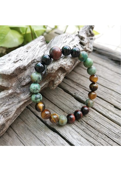 Altın Rengi 8mm Doğal Taş Boncuk, Afrika Turkuaz, Kaplan Gözü, Uyanış, Japamala Seti, Manevi Takı, Meditasyon, Ilham Verici, 108 Mala Boncuk (Yurt Dışından)