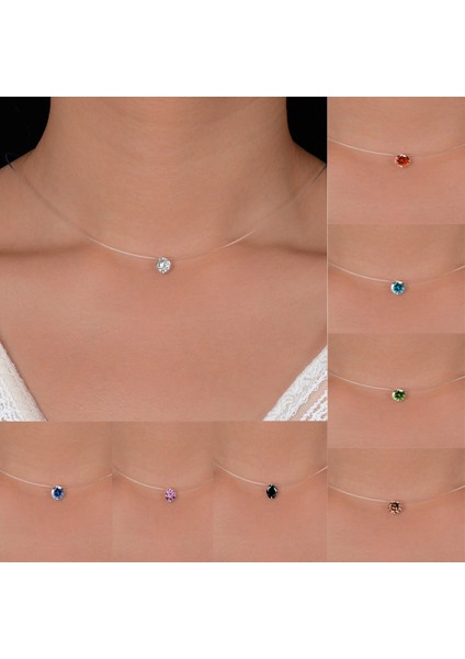 Beyaz Moda Kübik Zirkonya Kolye Öğe Görünmez Balık Hattı Chokers Kolye Kadınlar Için Düğün Hediyesi Takı Yeni Yıl Hediyesi (Yurt Dışından) modelleri