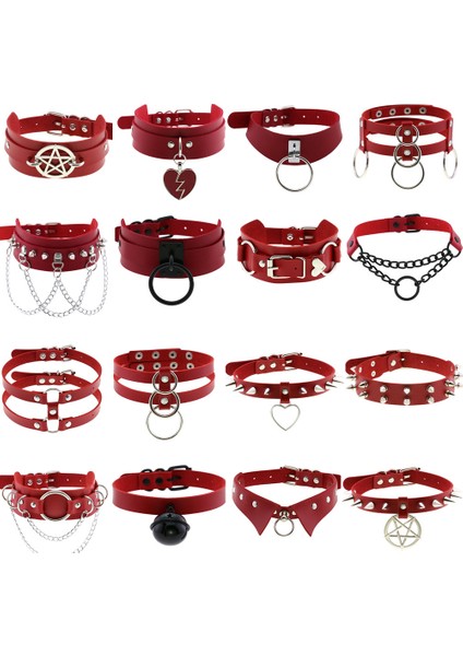 Kare-Kırmızı Dıezı Erkekler Harajuku Kırmızı Pu Deri Kolye Gerdanlık Kadın Bayanlar Punk Gotik Vintage Bildirimi Yaka Kolye Kolye Yeni Takı (Yurt Dışından) fiyatları