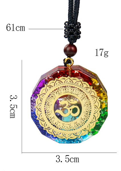 AN168-1 Orgonit Sri Yantra Chakela Enerji Kolye Om Meditasyon Gökkuşağı Kolye Kristal Kuvars Orgon Yoga Meditasyon Kadın Takı (Yurt Dışından)