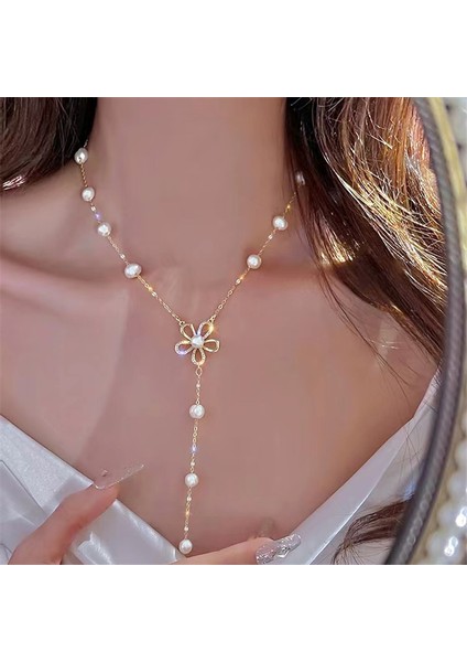 XL223 Freort Klavikula Zinciri Yeni Çiçek Peri Işık Lüks Azınlık Tasarım Mizaç Inci Püskül Kolyetrend Kız Hediyeleri (Yurt Dışından) modelleri