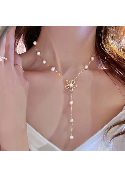 XL223 Freort Klavikula Zinciri Yeni Çiçek Peri Işık Lüks Azınlık Tasarım Mizaç Inci Püskül Kolyetrend Kız Hediyeleri (Yurt Dışından) indirimleri
