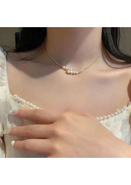 XL223 Moda Trendi Zarif Zarif Inci Klavikula Çapraz Kolye Bayanlar Kıdemli Takı Doğum Günü Partisi Hediye Doğrudan Satış (Yurt Dışından) fiyatları