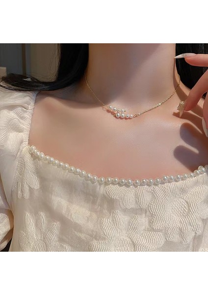 XL223 Moda Trendi Zarif Zarif Inci Klavikula Çapraz Kolye Bayanlar Kıdemli Takı Doğum Günü Partisi Hediye Doğrudan Satış (Yurt Dışından) fırsatları