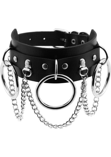 Kırmızı Kahverengi Huımıao Gotik Pu Deri Gerdanlık Yaka Kolye Punk Rock Perçin Damızlık Pentagram Heksagram El Yapımı Kadın Vintage Takı (Yurt Dışından)