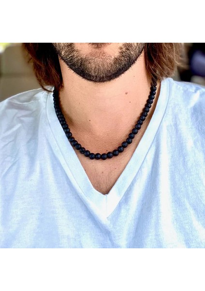 8mm Tarzı Lav Oaiite mm Erkekler Volkanik Lav Kolye Sarı Kaplan Gözü Moda Boncuk Strand Elastik Gerdanlık Siyah Lava Taş Kolye Takı (Yurt Dışından) fiyatları