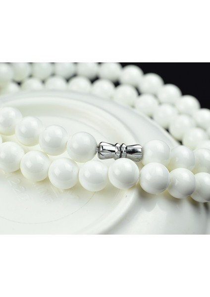 Şifa Doğal Taş Beyaz Kabuk Enerji 8mm Boncuklu Trida A Yoga Kolye Takı Kadınlar Için (Yurt Dışından) modelleri