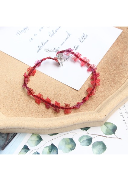 XL704 Çiçek Dantel Kenar Boyun Klavikula Zinciri Kadın Moda Mizaç Süper Peri Tatlı Nakış Kırmızı Gerdanlık Kolye Kız Aksesuarları (Yurt Dışından)