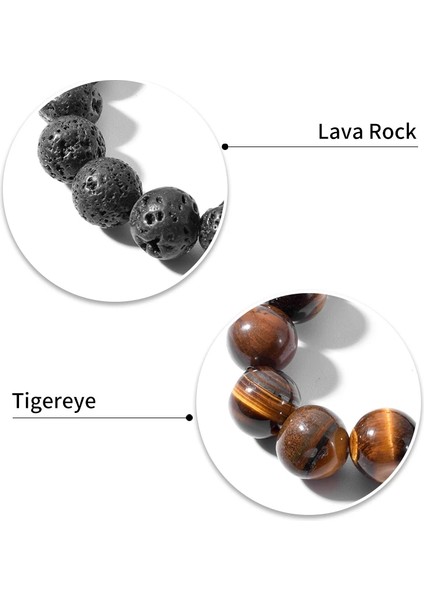 8mm Tarzı Lav Oaiite mm Erkekler Volkanik Lav Kolye Sarı Kaplan Gözü Moda Boncuk Strand Elastik Gerdanlık Siyah Lava Taş Kolye Takı (Yurt Dışından) fırsatları