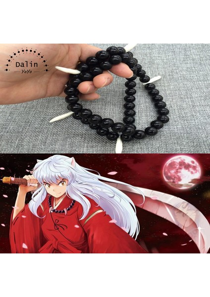 A Klasik Anime Inuyasha Kolye Kelime Ruhu Tespih Siyah Boncuklu Kolye Bileklik Logo Kolye Aksesuarları Takı Hediye (Yurt Dışından) modelleri