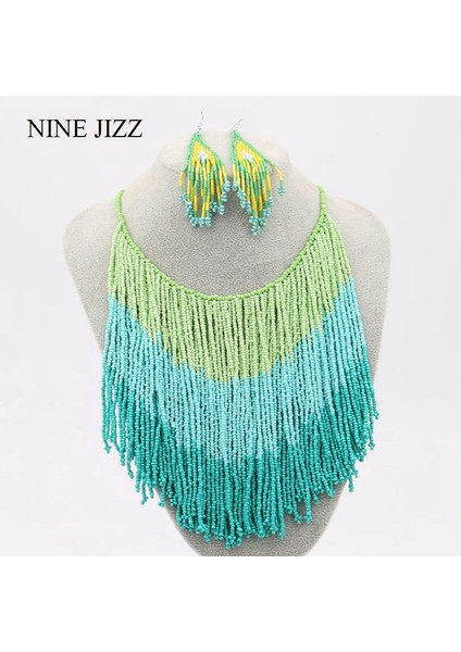 NO.4820 Boyutu Nınejızz Degrade Püskül Kolye Bohemian El Yapımı Boncuk Kolye Kadınlar Için Vintage Büyük Bildirimi Boncuk Zincir Basit Takı (Yurt Dışından) modelleri