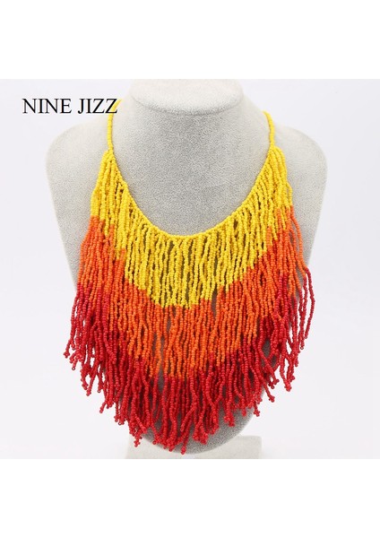NO.4820 Boyutu Nınejızz Degrade Püskül Kolye Bohemian El Yapımı Boncuk Kolye Kadınlar Için Vintage Büyük Bildirimi Boncuk Zincir Basit Takı (Yurt Dışından) fırsatları