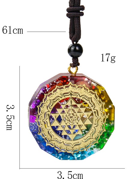 AN168-2 Orgonit Sri Yantra Chakela Enerji Kolye Om Meditasyon Gökkuşağı Kolye Kristal Kuvars Orgon Yoga Meditasyon Kadın Takı (Yurt Dışından)