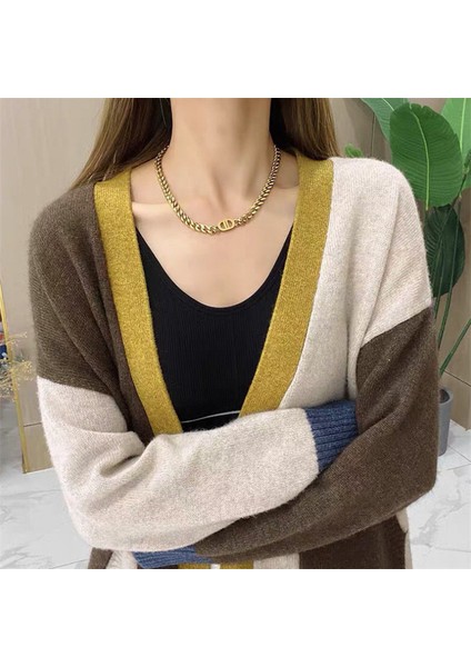 Altın Trendy Punk Altın Metal Zincirler D Harf Kolye Kadınlar Için Gerdanlık Parti Hediyeler Lüks Tasarımcı Kolye (Yurt Dışından) fiyatları