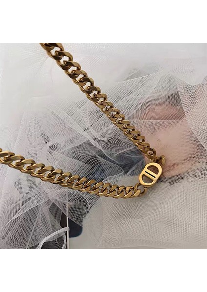 Altın Trendy Punk Altın Metal Zincirler D Harf Kolye Kadınlar Için Gerdanlık Parti Hediyeler Lüks Tasarımcı Kolye (Yurt Dışından) modelleri