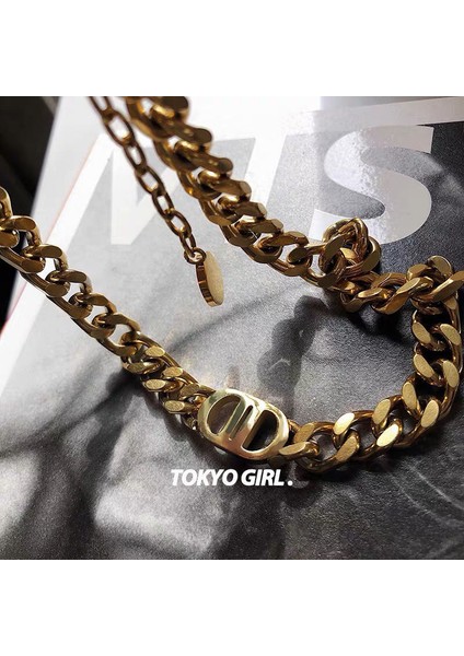 Altın Trendy Punk Altın Metal Zincirler D Harf Kolye Kadınlar Için Gerdanlık Parti Hediyeler Lüks Tasarımcı Kolye (Yurt Dışından) fırsatları