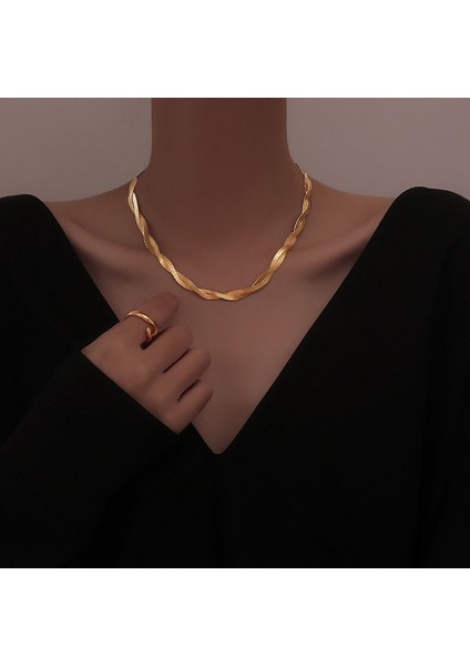 XL223 316L Paslanmaz Çelik Yeni Moda Lüks Takı Interweave Dokuma Takılar Yılan Zincir Gerdanlık Kolye ve Kolye Kadınlar Için (Yurt Dışından)