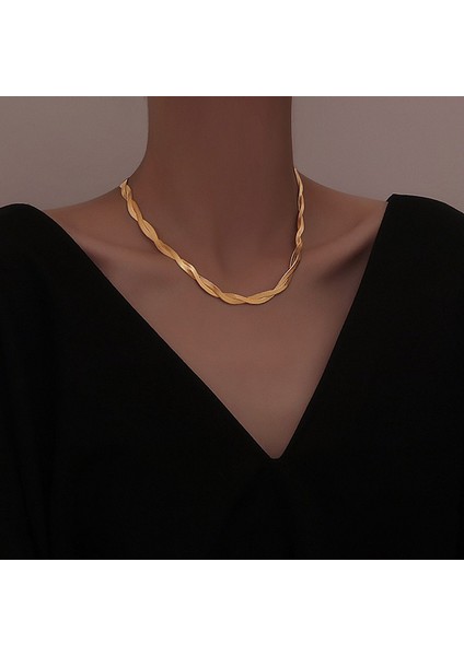 XL223 316L Paslanmaz Çelik Yeni Moda Lüks Takı Interweave Dokuma Takılar Yılan Zincir Gerdanlık Kolye ve Kolye Kadınlar Için (Yurt Dışından)