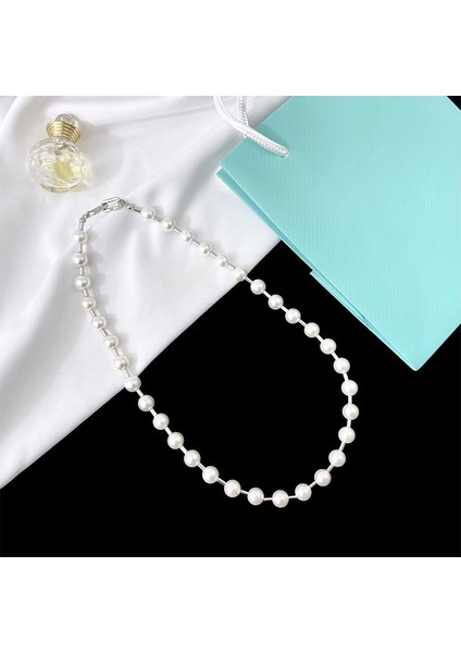 Yüksek Li Gümüş Renk Beyaz Midye Inci Küçük Yuvarlak Tüp Tek Yüzük Kolye Kadınlar Için Lüks Takı DN082 (Yurt Dışından) fiyatları