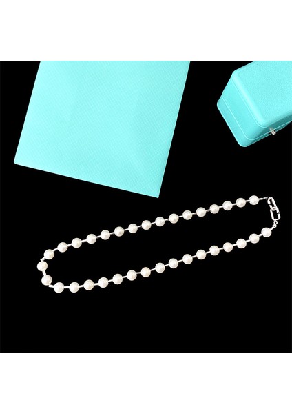 Yüksek Li Gümüş Renk Beyaz Midye Inci Küçük Yuvarlak Tüp Tek Yüzük Kolye Kadınlar Için Lüks Takı DN082 (Yurt Dışından) modelleri