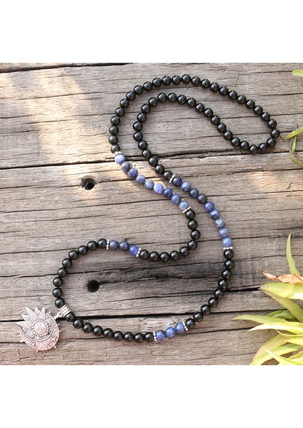 Siyah Stil Altın Rengi 8mm Doğal Taş Boncuk, Siyah Oniks, Sodalit, Güneş ve Ay, Japamala Setleri, Manevi Takı, Meditasyon, Ilham Verici, 108 Mala Boncuk (Yurt Dışından) indirimleri