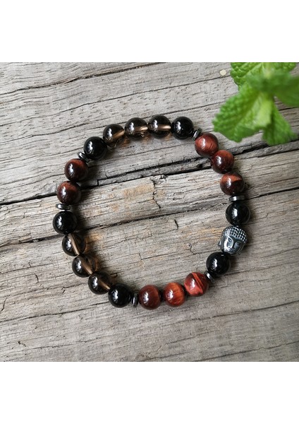 Altın Rengi 8mm Doğal Taş Boncuk, Dumanlı Kuvars, Kırmızı Kaplan Gözü, Lotus, Japamala Setleri, Manevi Takı, Meditasyon, Ilham Verici, 108 Mala Boncuk (Yurt Dışından)