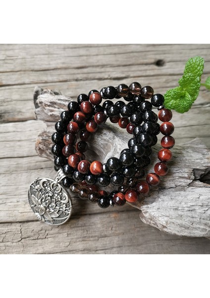 Altın Rengi 8mm Doğal Taş Boncuk, Dumanlı Kuvars, Kırmızı Kaplan Gözü, Lotus, Japamala Setleri, Manevi Takı, Meditasyon, Ilham Verici, 108 Mala Boncuk (Yurt Dışından) fırsatları