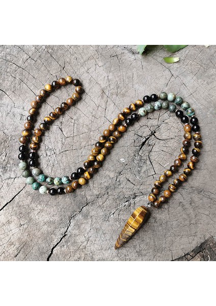Bileklik 8mm Afrika Turkuaz, Kaplan Gözü, Ay, Yoga Meditasyon Japa Mala Kolye, Takı Setleri, 108 Tesbih, Takılar Kolye Kadın (Yurt Dışından) fiyatları