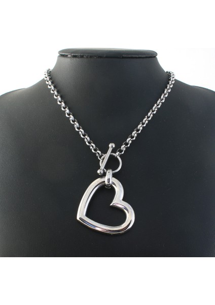 45CM Tarzı Nbjzanah-H Paslanmaz Çelik Takı 2 Renk Yaka Tarzı Moda Kolye Kolye Kalp Kadınlar Için Bijoux En Acier Inoxydable Femme Nbjzanah (Yurt Dışından) fırsatları