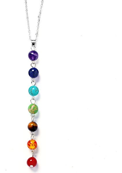 45CM Tarzı No.2 Boyutu 7 Çakra Taşları Reiki Şifa Noktası Çakra Kolye Charm Kolye Ankh Yoga Takı Yarı Değerli Taş Kolye (Yurt Dışından)