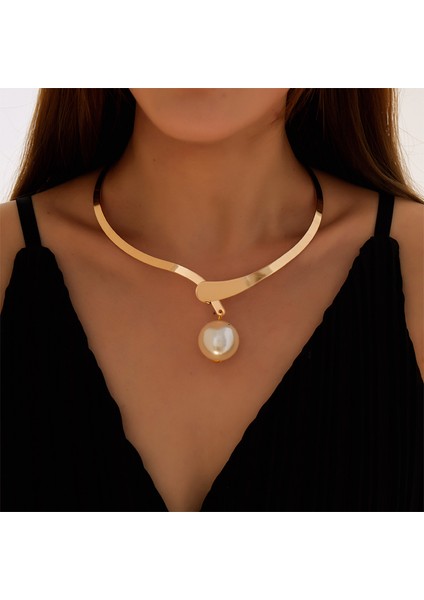 Xl-5 2022 Yeni Basit Su Dalgası Inci Kolye Kadınlar Için Büyüleyici Büyük Metal Geometrik Bildirimi Yaka Kolye Takı Aksesuarları (Yurt Dışından) fiyatları