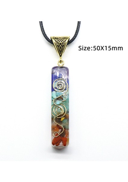 50X15MM Yüksek 7 Çakra Kristalleri Taşlar Orgon Kolye Enerji Orgonit Hex Çakra Kolye Unisex (Yurt Dışından)