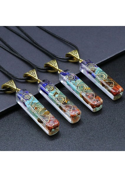 50X15MM Yüksek 7 Çakra Kristalleri Taşlar Orgon Kolye Enerji Orgonit Hex Çakra Kolye Unisex (Yurt Dışından) modelleri