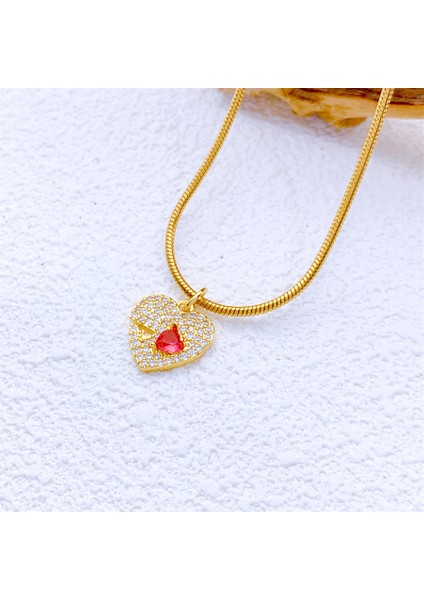 M005 Içi Boş Kalp Gerdanlık Kolye Zirkon Anne Kadın Klavikula Yakası Bildirimi Kolye Collares Zarif Takı Hediye (Yurt Dışından)