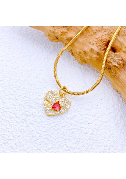 M005 Içi Boş Kalp Gerdanlık Kolye Zirkon Anne Kadın Klavikula Yakası Bildirimi Kolye Collares Zarif Takı Hediye (Yurt Dışından) fiyatları