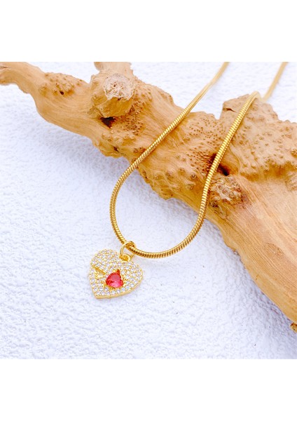 M005 Içi Boş Kalp Gerdanlık Kolye Zirkon Anne Kadın Klavikula Yakası Bildirimi Kolye Collares Zarif Takı Hediye (Yurt Dışından) fırsatları