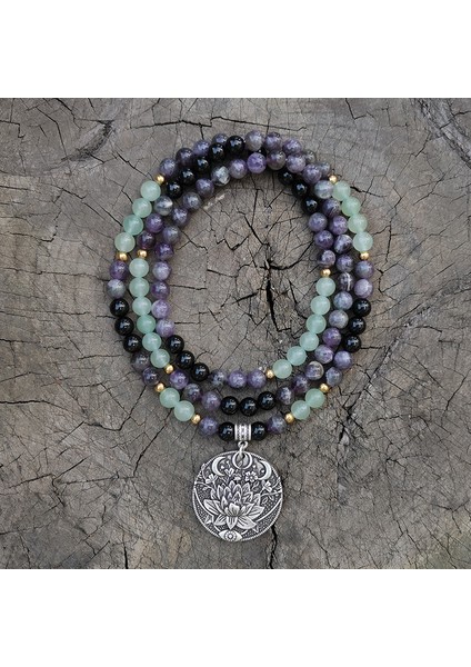 Altın Rengi 8mm Ametist, Yeşil Aventurin Japa Mala Seti, Lotus, Meditasyon Mala, Namaste Yoga Takı, Budist Mala Tespih, 108 Mala Boncuk (Yurt Dışından) fırsatları