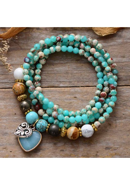 Estetik Kalp Kolye Kolye Kadın Doğal Taşlar Boncuk Strand Kolye Elastik Yoga Charm Bilezikler Bohemia Takı (Yurt Dışından)