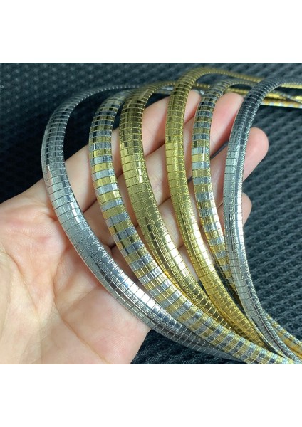 6MM45CM Tarzı Gümüş Kadın Gerdanlık Paslanmaz Çelik Kolye Takı Yaka Yeni Stil Altın Gümüş Renk Yılan Zincir Kız Hediyeler Için Usenset (Yurt Dışından) modelleri